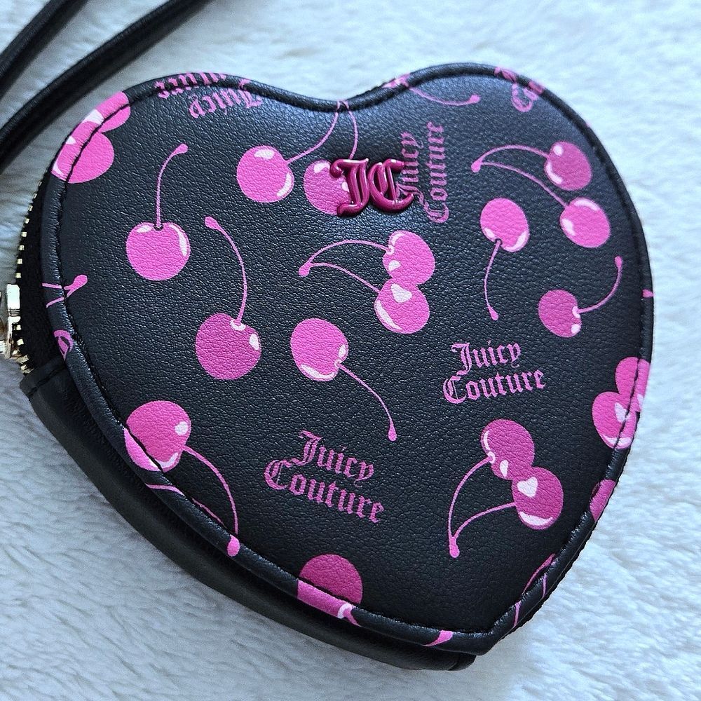 Juicy🍊 Couture "Cherry🍒 On Top"  Heart♥️ Zip Around Coin🪙 Purse - NWT - Picture 9 of 15